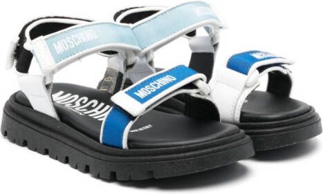 Moschino Kids logo-print touch-strap sandals Blue