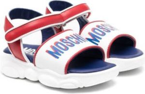 Moschino Kids logo-print touch-strap sandals White