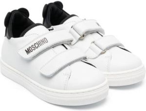 Moschino Kids logo-print touch-strap sneakers White