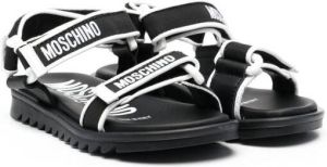 Moschino Kids logo touch-strap sandals Black