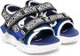 Moschino Kids logo touch-strap sandals Blue - Thumbnail 1
