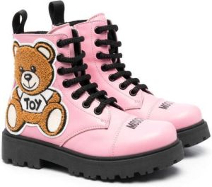 Moschino Kids Teddy Bear-appliqué boots Pink