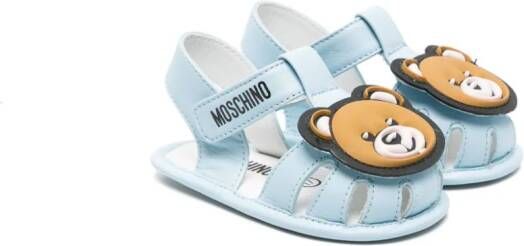 Moschino Kids Teddy Bear-appliqué leather sandals Blue