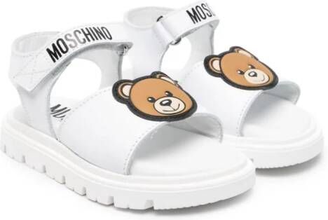 Moschino Kids Teddy Bear-appliqué leather sandals White
