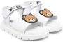 Moschino Kids Teddy Bear-appliqué leather sandals White - Thumbnail 1