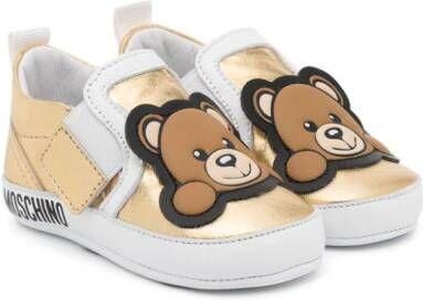 Moschino Kids Teddy Bear appliqué sneakers Gold
