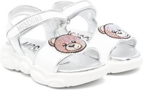 Moschino Kids Teddy Bear crystal-embellished sandals White