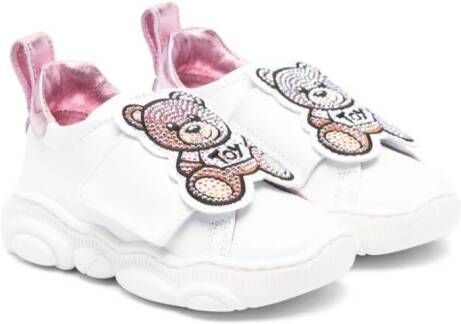 Moschino Kids Teddy Bear crystal-embellished sneakers White