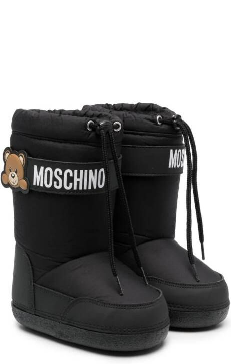 Moschino Kids Teddy Bear drawstring snow boots Black