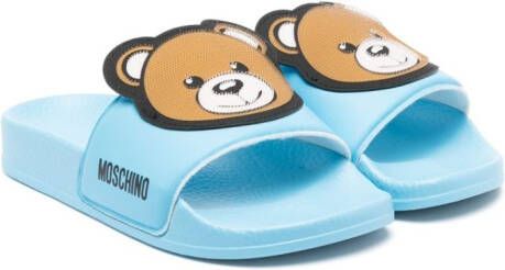 Moschino Kids Teddy Bear flat slides Blue