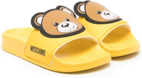 Moschino Kids Teddy Bear flat slides Yellow