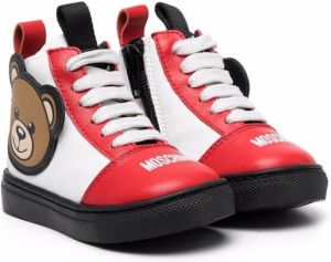 Moschino Kids Teddy Bear lace-up ankle boots Red