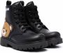 Moschino Kids Teddy Bear lace-up boots Black - Thumbnail 1
