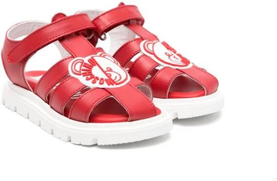 Moschino Kids Teddy Bear leather sandals Red