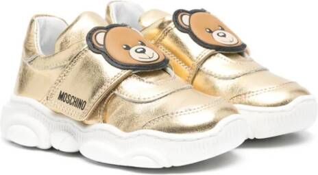 Moschino Kids Teddy Bear leather sneakers Gold