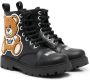 Moschino Kids teddy bear logo-print ankle boots Black - Thumbnail 1