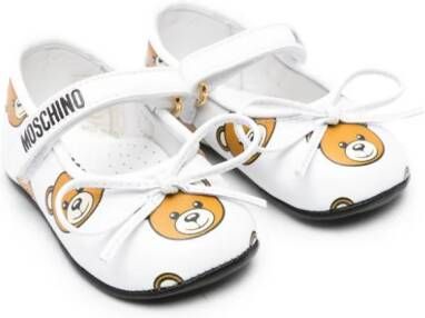 Moschino Kids Teddy Bear-motif leather ballerinas White