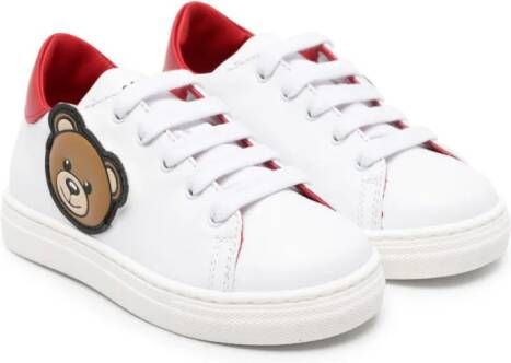 Moschino Kids Teddy Bear-motif leather sneakers White