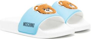 Moschino Kids Teddy Bear-motif open-toe slippers Blue