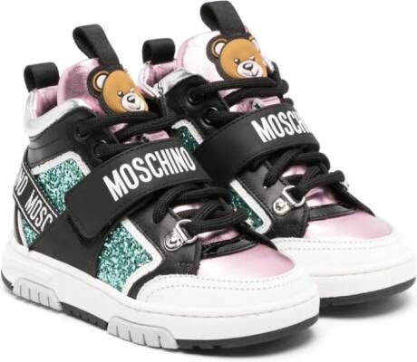 Moschino Kids Teddy Bear-motif panelled sneakers Black