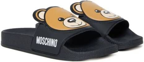 Moschino Kids Teddy Bear-motif slides Black
