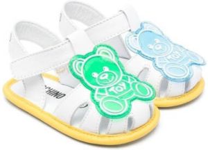 Moschino Kids Teddy Bear-patch caged sandals White