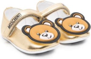 Moschino Kids Teddy Bear patch-detail ballerinas Gold