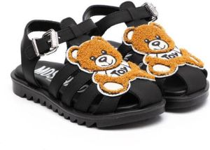 Moschino Kids teddy bear-patch flat sandals Black