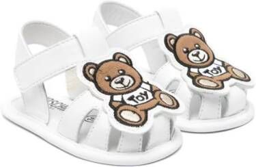Moschino Kids Teddy Bear-patch leather sandals White