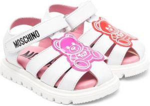 Moschino Kids teddy bear-patch sandals White