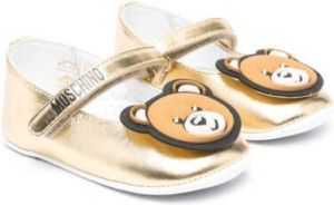Moschino Kids teddy bear-patch touch-strap shoes Gold