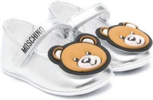 Moschino Kids teddy bear-patch touch-strap shoes Silver