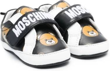 Moschino Kids Teddy Bear-print leather sneakers Black