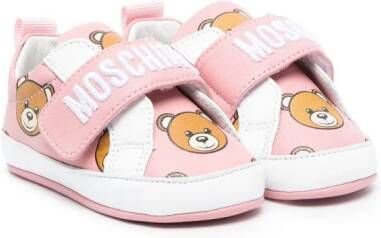 Moschino Kids Teddy Bear-print pre-walker Pink