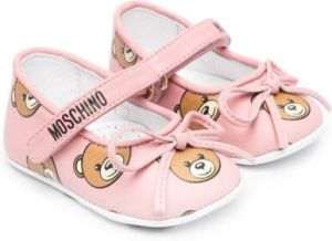 Moschino Kids teddy-bear print shoes Pink