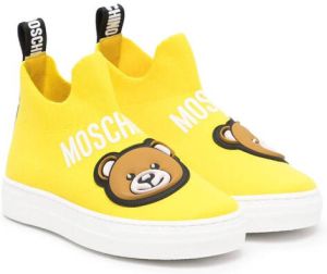 Moschino Kids teddy bear-print slip-on trainers Yellow
