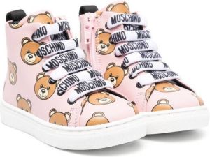 Moschino Kids Teddy Bear-print sneakers Pink