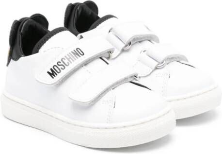 Moschino Kids Teddy Bear touch-strap leather sneakers White