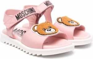 Moschino Kids teddy bear touch strap sandals Pink