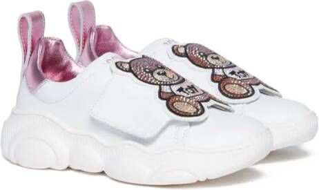 Moschino Kids Teddy leather chunky sneakers White