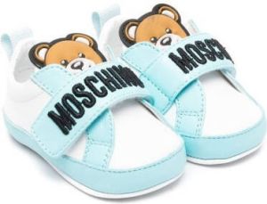 Moschino Kids Teddy motif leather trainers White