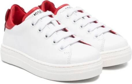 Moschino Kids Teddy-patch contrast-trim leather sneakers White