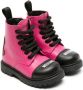 Moschino Kids Teddy-patch leather combat boots Pink - Thumbnail 1