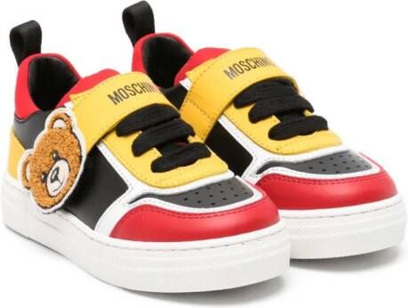 Moschino Kids Teddy-patch panelled sneakers Black