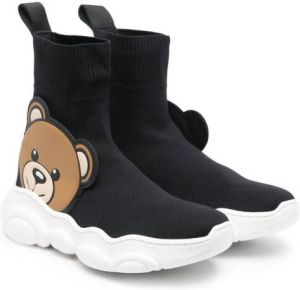 Moschino Kids Teddy-patch sock sneakers Black