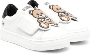 Moschino Kids teddy-patch touch-strap sneakers White