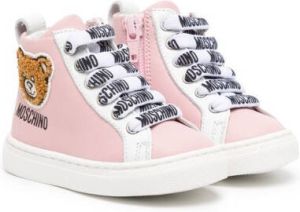 Moschino Kids toy-bear print high-top sneakers Pink