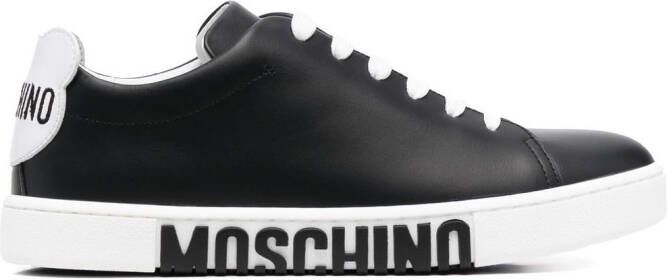 Moschino lace-up leather sneakers Black