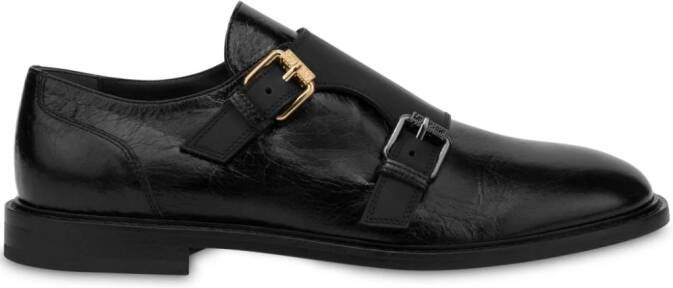 Moschino leather monk shoes Black