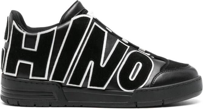 Moschino logo-appliqué leather sneakers Black